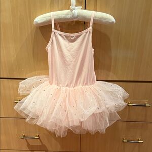 Child's Pink Tulle Ballet Tutu Dress with Gold Star Accents